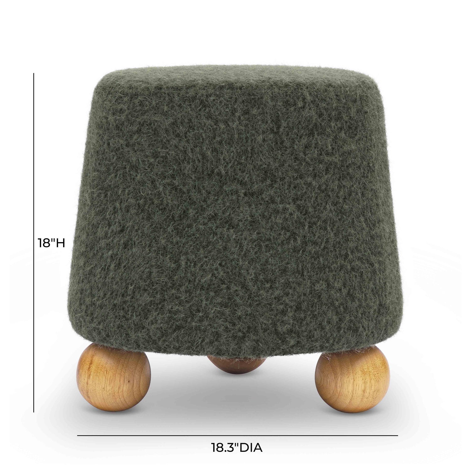 Jaine Forest Green Loose Mohair Ottoman