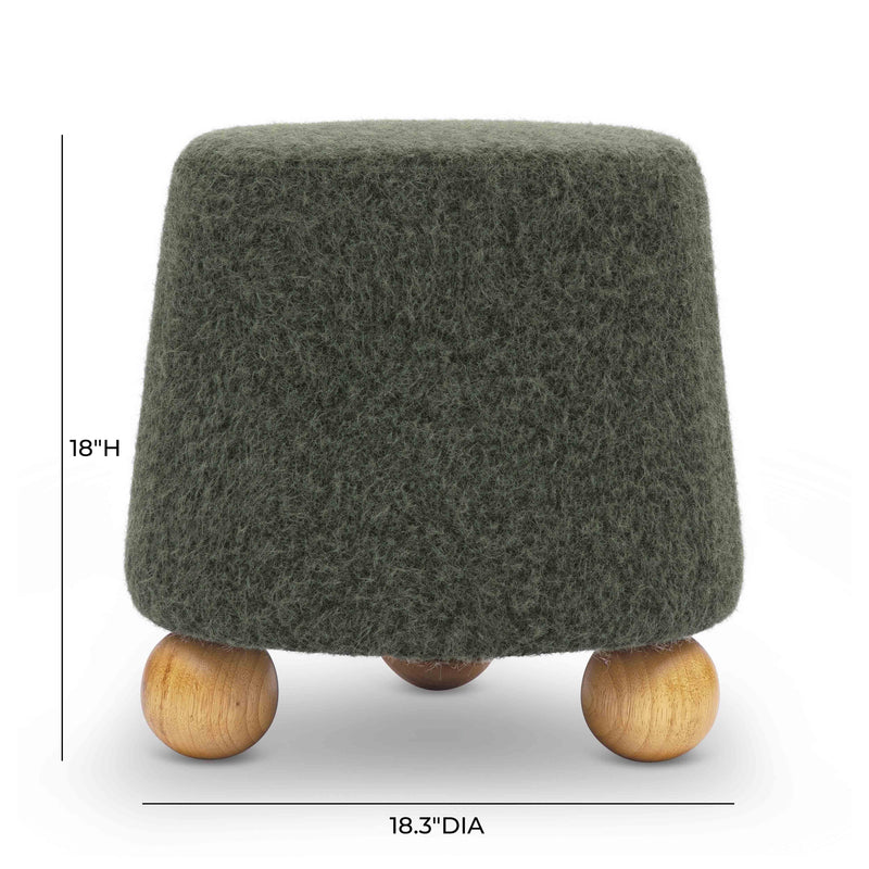 Jaine Forest Green Loose Mohair Ottoman