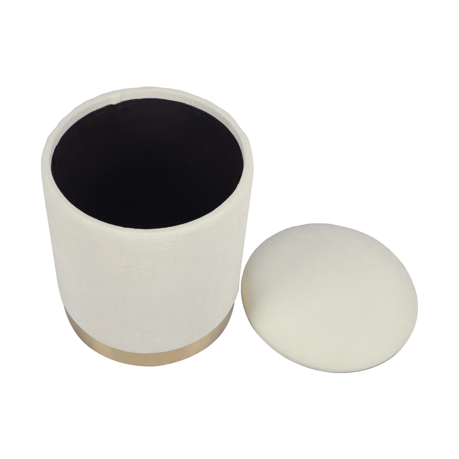 Zoe Cream Chenille Storage Ottoman