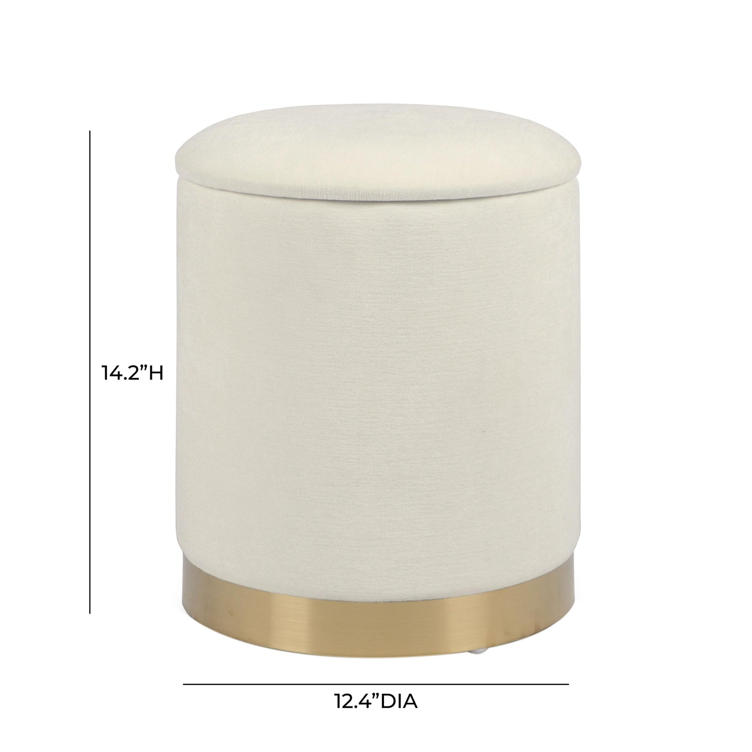 Zoe Cream Chenille Storage Ottoman