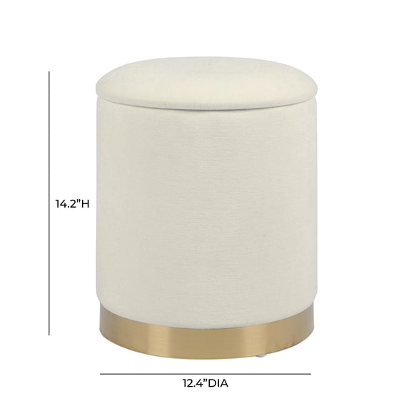 Zoe Cream Chenille Storage Ottoman