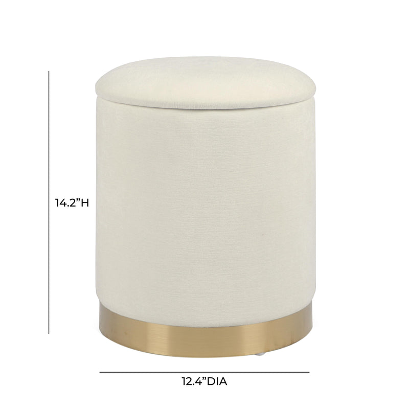 Zoe Cream Chenille Storage Ottoman