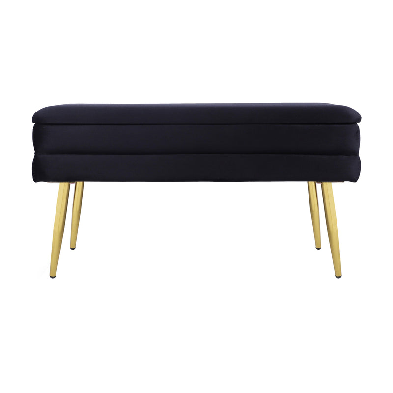 Ziva Black Velvet Storage Bench