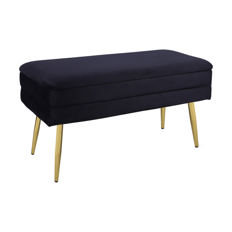 Ziva Black Velvet Storage Bench