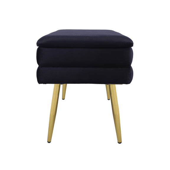 Ziva Black Velvet Storage Bench