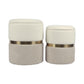 Gigi Cream and Tan Chenille Storage Ottoman - Set of 2
