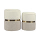 Gigi Cream and Tan Chenille Storage Ottoman - Set of 2