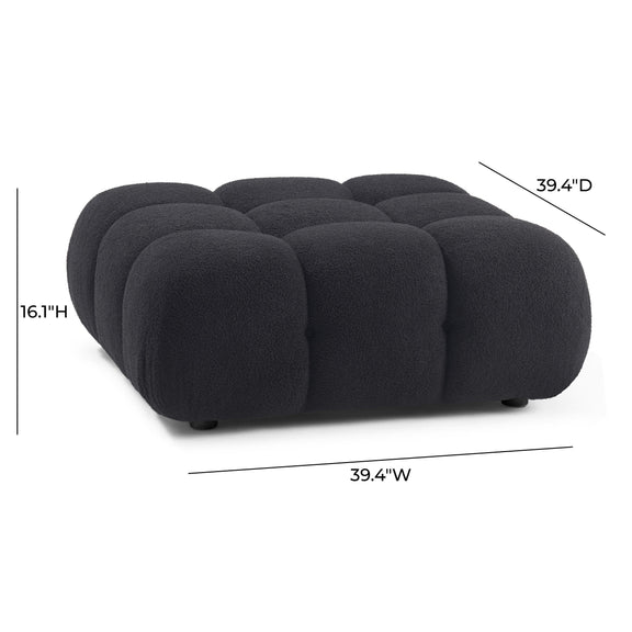 Calliope Black Vegan Shearling Modular Ottoman