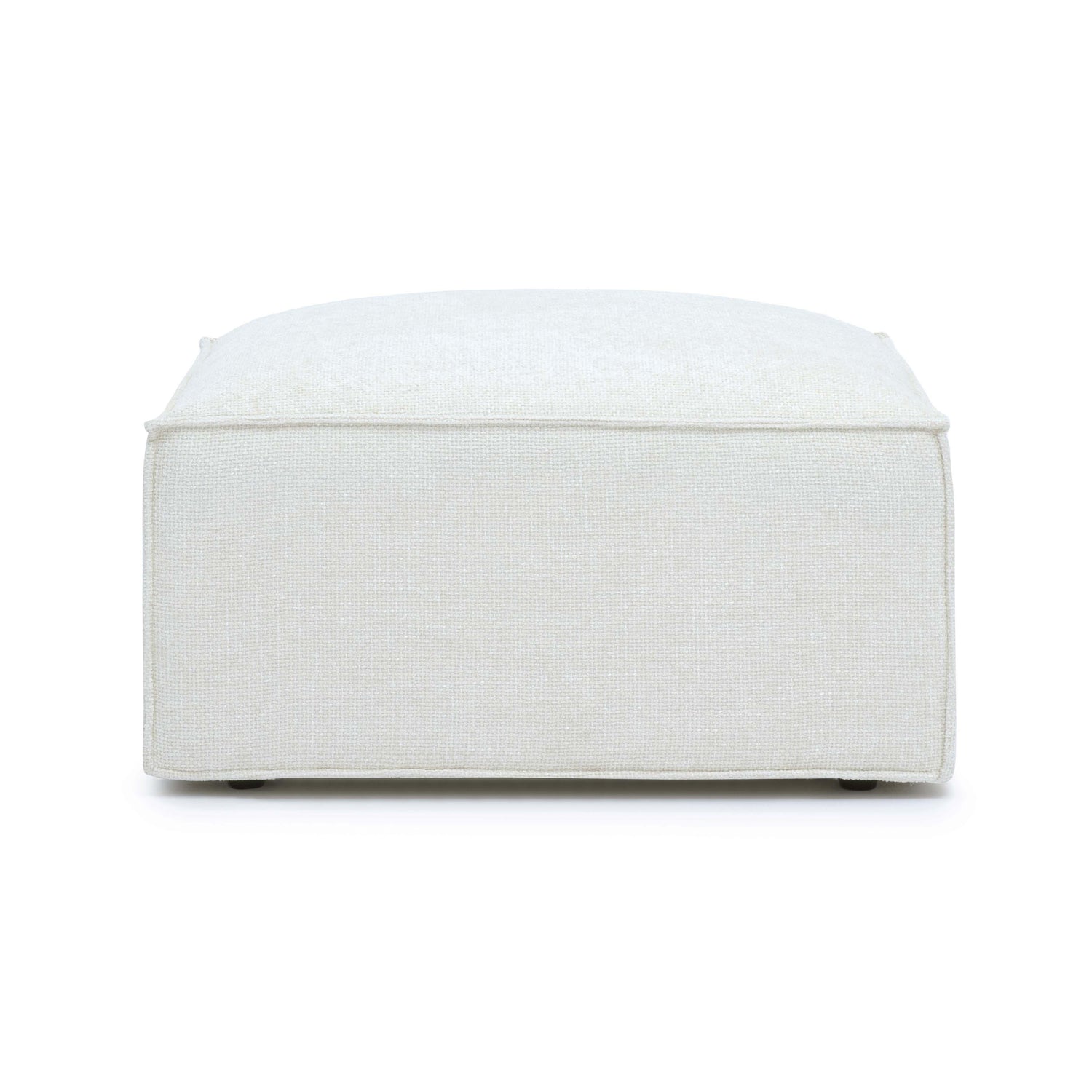 Mindy Cream Chenille Basketweave Ottoman