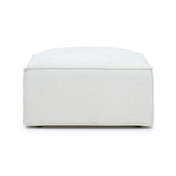 Mindy Cream Chenille Basketweave Ottoman