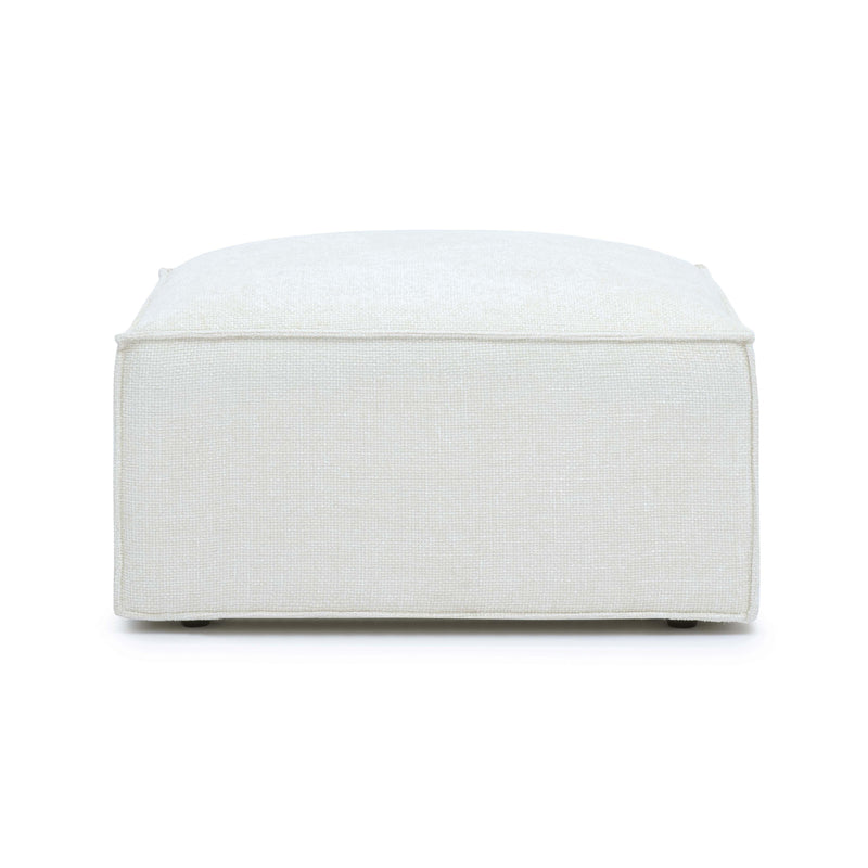 Mindy Cream Chenille Basketweave Ottoman
