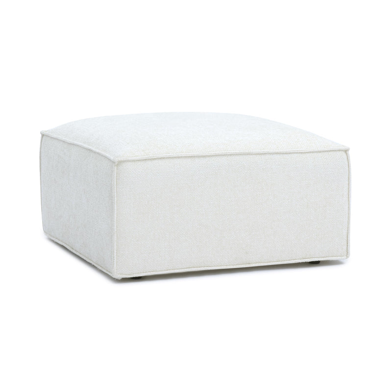 Mindy Cream Chenille Basketweave Ottoman
