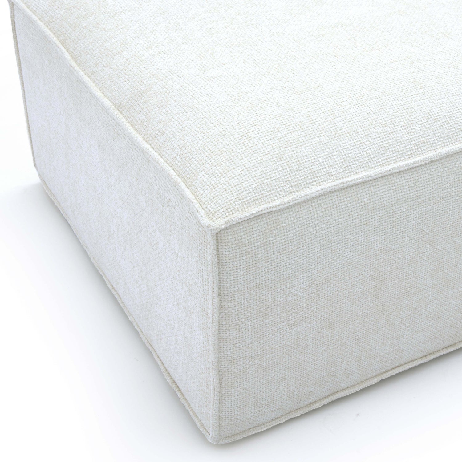Mindy Cream Chenille Basketweave Ottoman