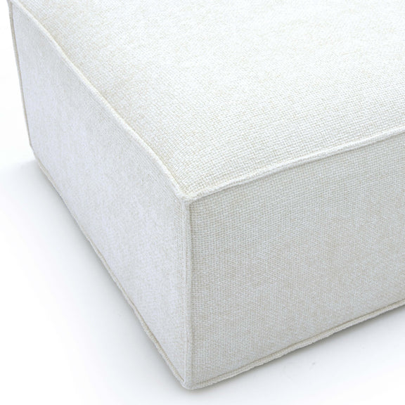 Mindy Cream Chenille Basketweave Ottoman