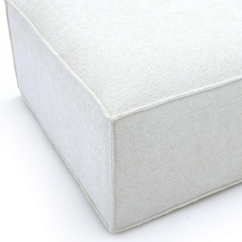 Mindy Cream Chenille Basketweave Ottoman