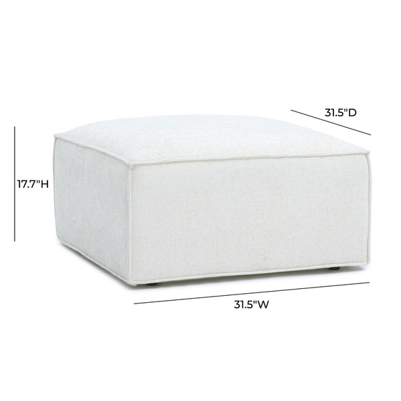 Mindy Cream Chenille Basketweave Ottoman