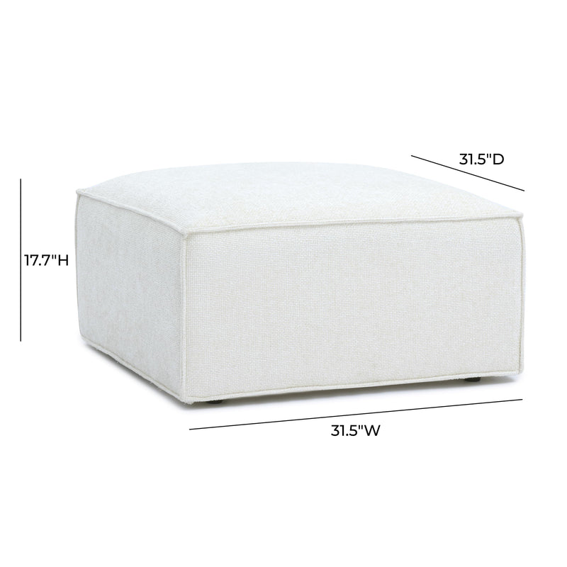 Mindy Cream Chenille Basketweave Ottoman