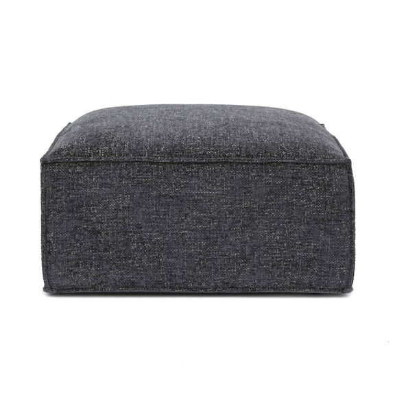 Mindy Charcoal Chenille Basketweave Ottoman