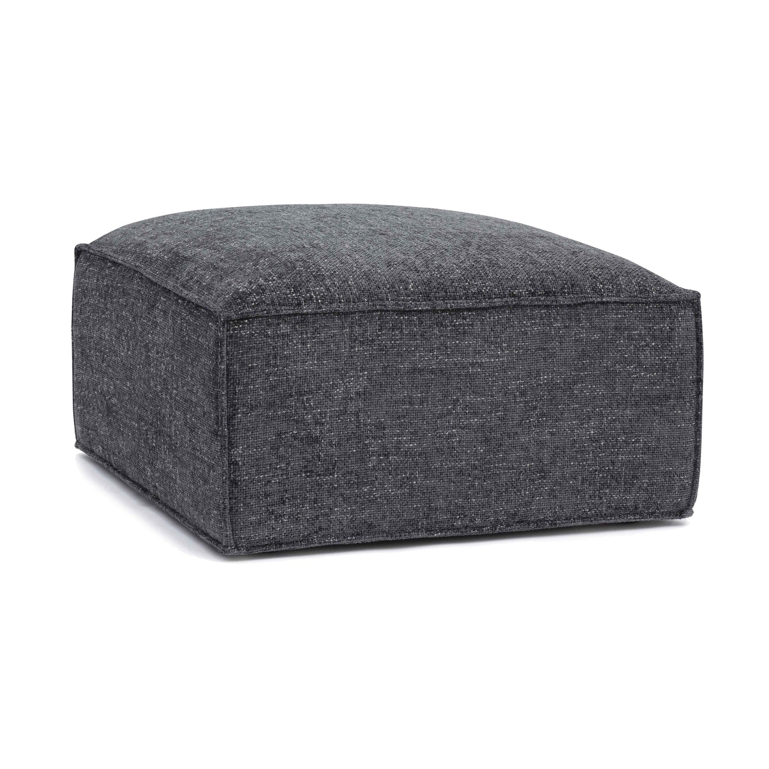 Mindy Charcoal Chenille Basketweave Ottoman