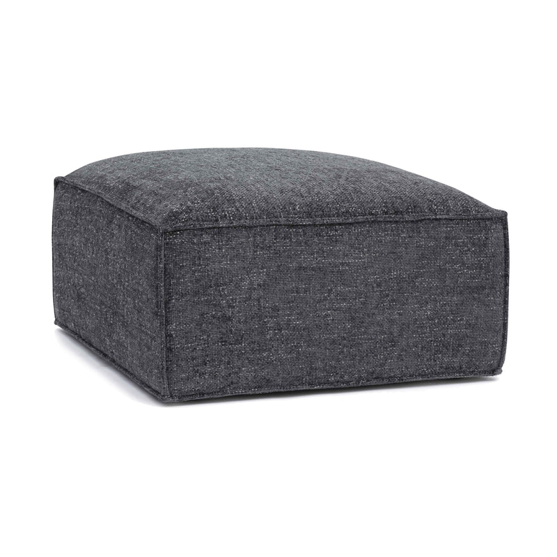 Mindy Charcoal Chenille Basketweave Ottoman