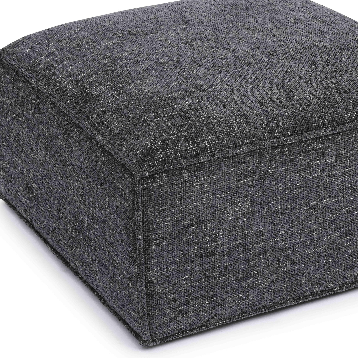 Mindy Charcoal Chenille Basketweave Ottoman