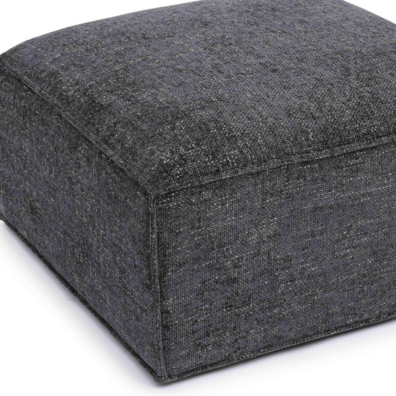 Mindy Charcoal Chenille Basketweave Ottoman