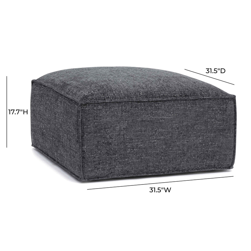 Mindy Charcoal Chenille Basketweave Ottoman