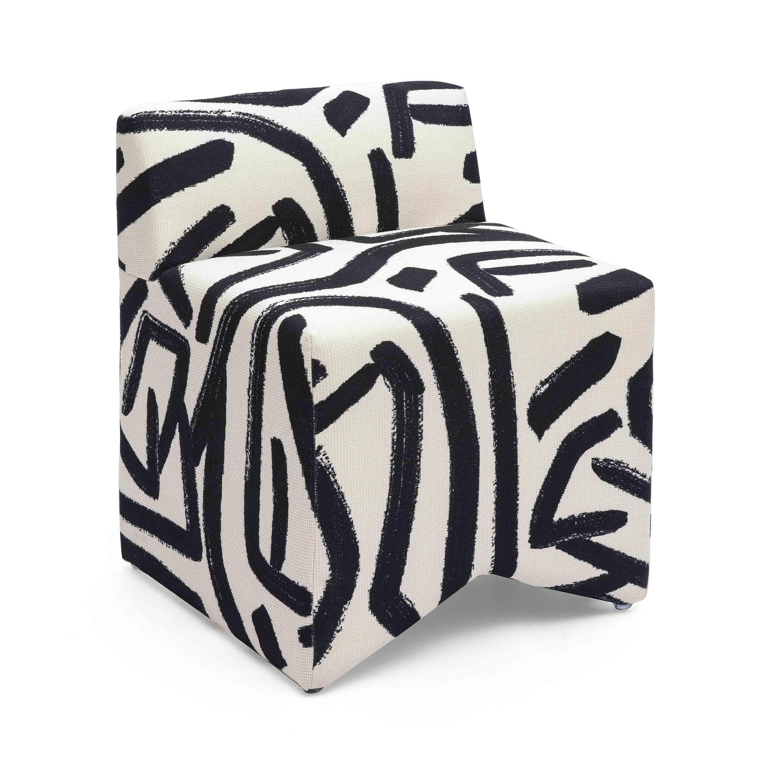 Pippa Black Brushstroke Print Contract Grade Accent Stool