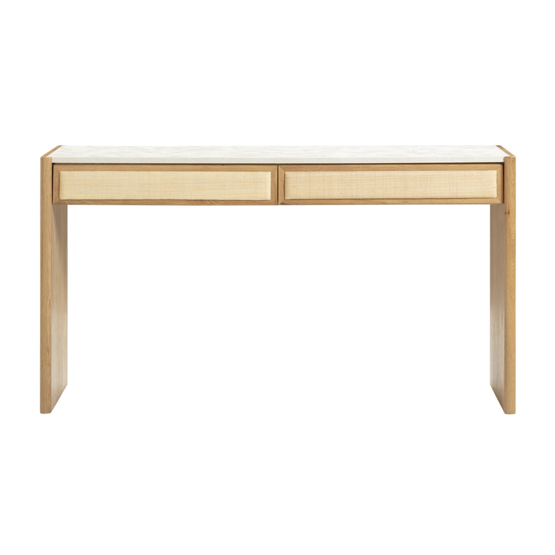Paige 56" Natural Oak 2-Drawer Console Desk