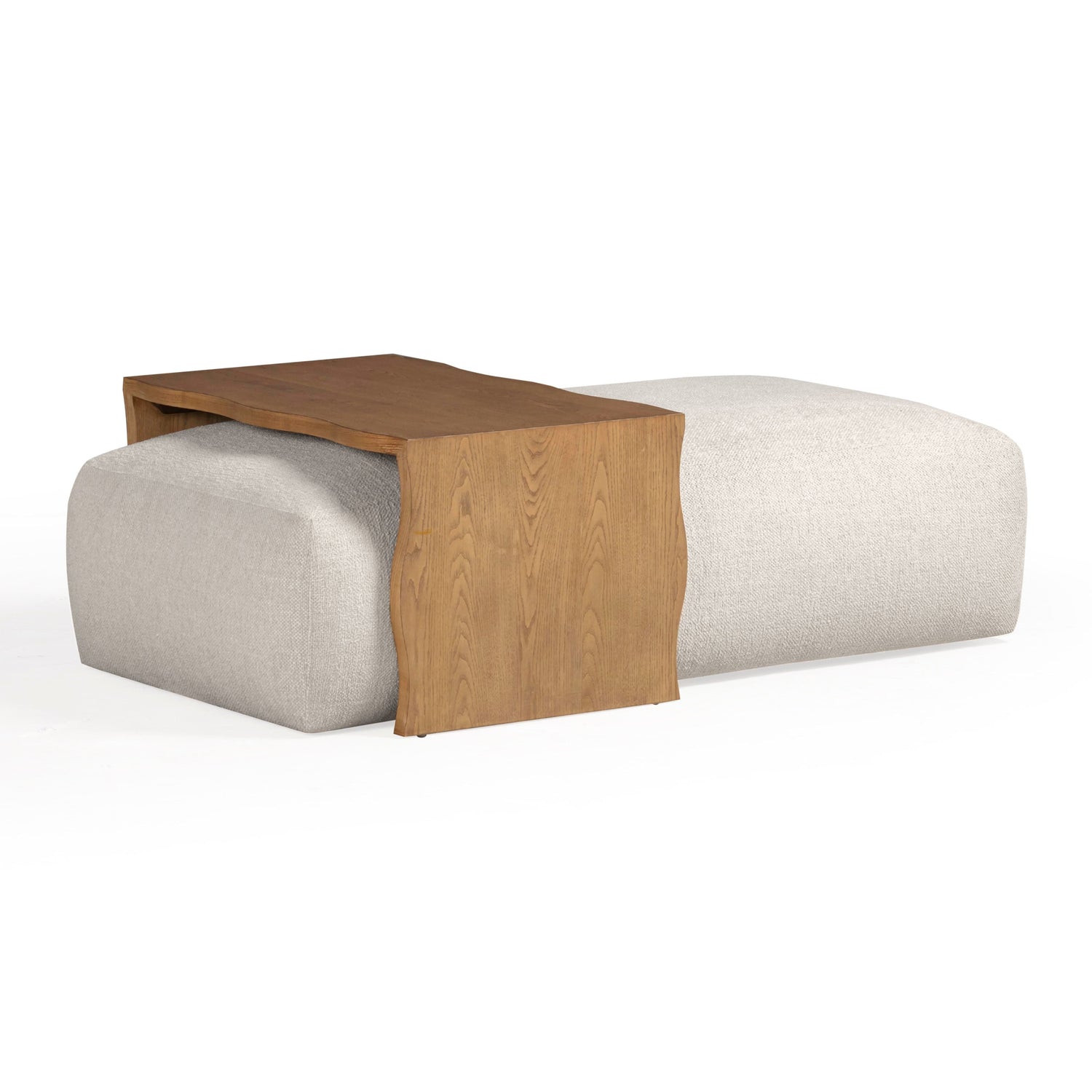 Spencer 54" Performance Basketweave Ottoman with Bridge Table - Cream
