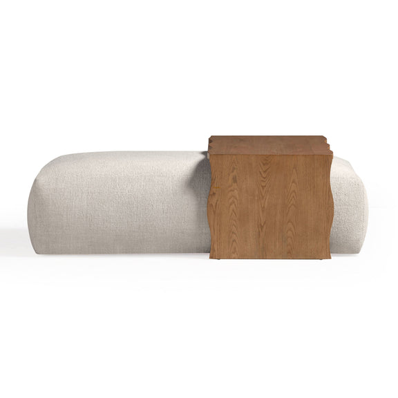 Spencer 54" Performance Basketweave Ottoman with Bridge Table - Cream
