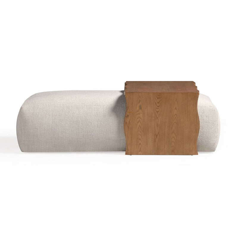 Spencer 54" Performance Basketweave Ottoman with Bridge Table - Cream