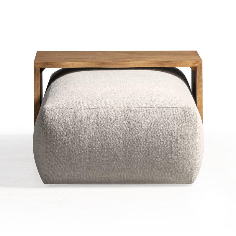 Spencer 54" Performance Basketweave Ottoman with Bridge Table - Cream