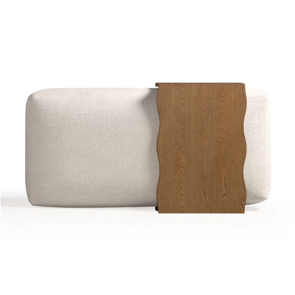 Spencer 54" Performance Basketweave Ottoman with Bridge Table - Cream