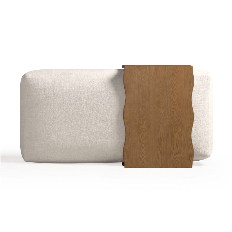 Spencer 54" Performance Basketweave Ottoman with Bridge Table - Cream