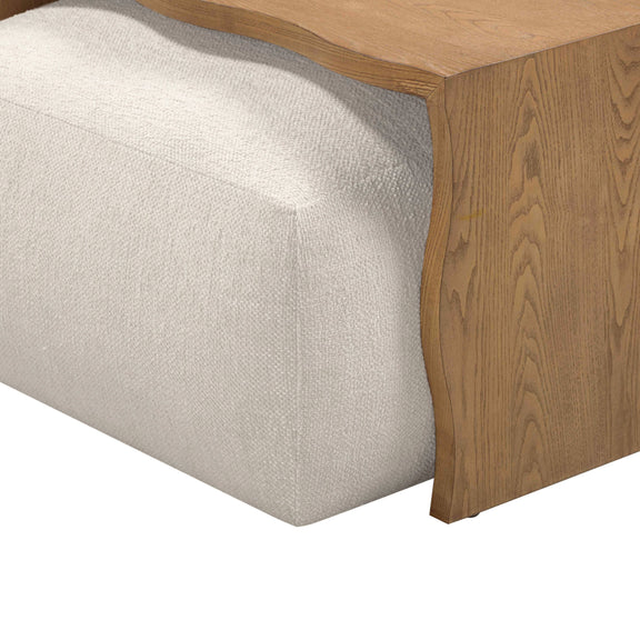 Spencer 54" Performance Basketweave Ottoman with Bridge Table - Cream