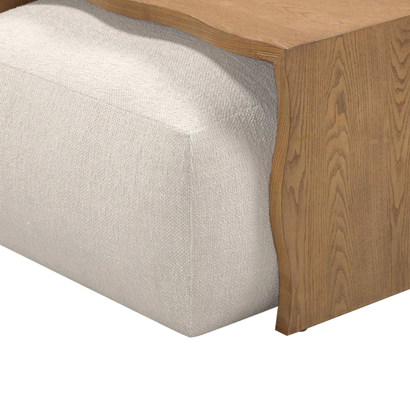 Spencer 54" Performance Basketweave Ottoman with Bridge Table - Cream