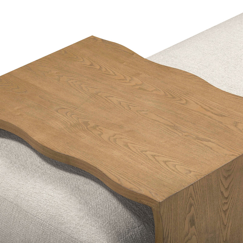 Spencer 54" Performance Basketweave Ottoman with Bridge Table - Cream