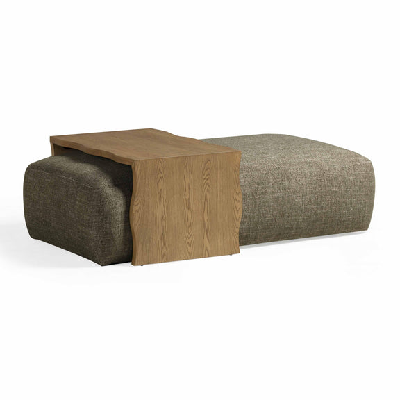 Spencer 54" Performance Basketweave Ottoman with Bridge Table - Green