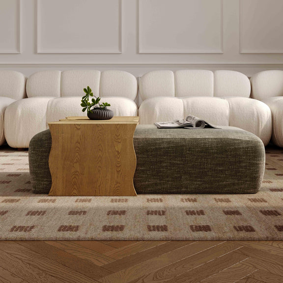Spencer 54" Performance Basketweave Ottoman with Bridge Table - Green