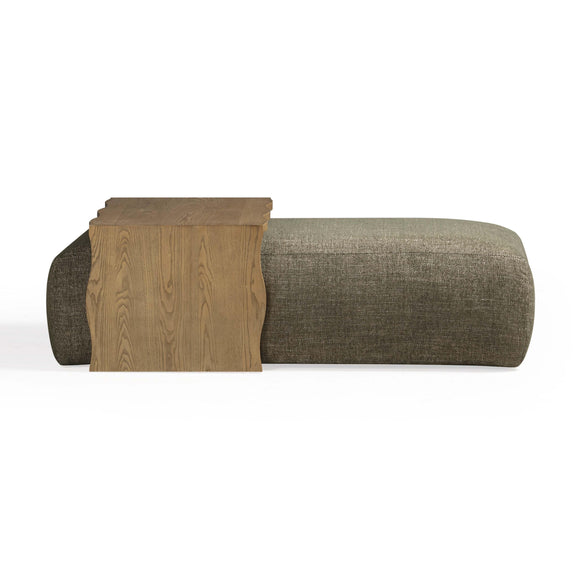 Spencer 54" Performance Basketweave Ottoman with Bridge Table - Green