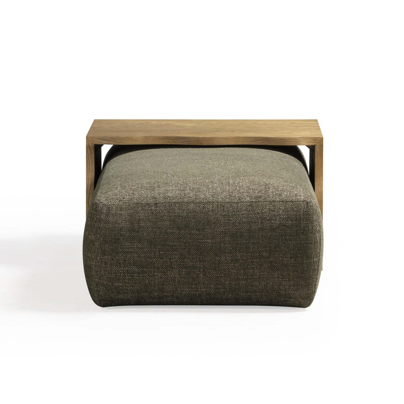 Spencer 54" Performance Basketweave Ottoman with Bridge Table - Green