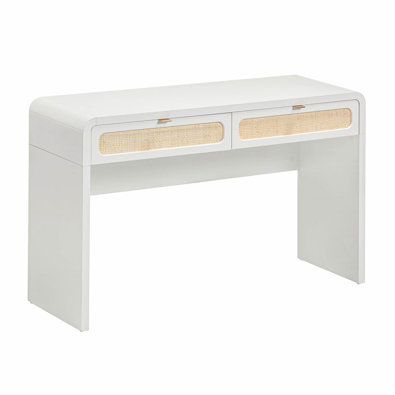 Patty 48" Rattan 2-Drawer Console Desk - White