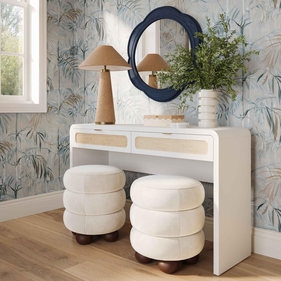 Patty 48" Rattan 2-Drawer Console Desk - White