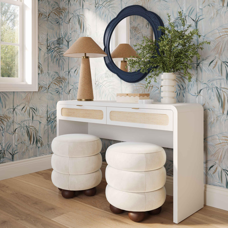 Patty 48" Rattan 2-Drawer Console Desk - White