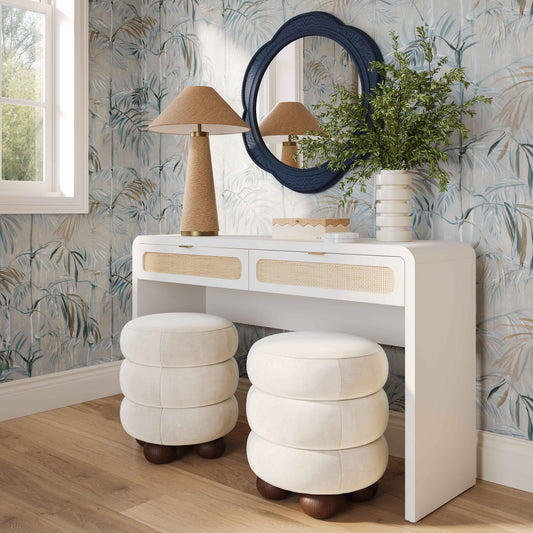 Patty 48" Rattan 2-Drawer Console Desk - White