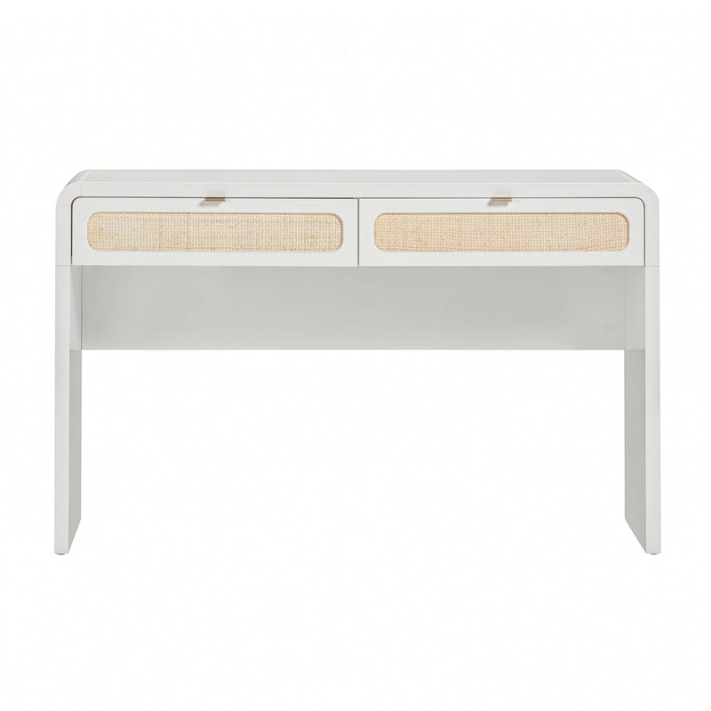 Patty 48" Rattan 2-Drawer Console Desk - White