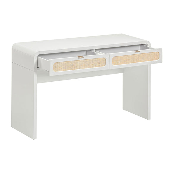 Patty 48" Rattan 2-Drawer Console Desk - White