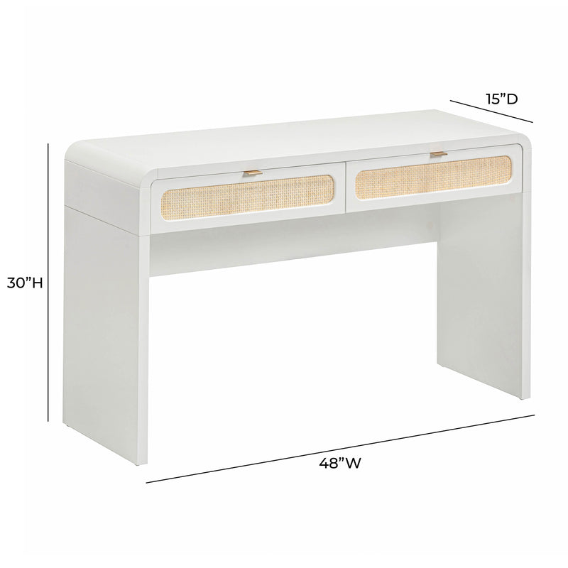 Patty 48" Rattan 2-Drawer Console Desk - White