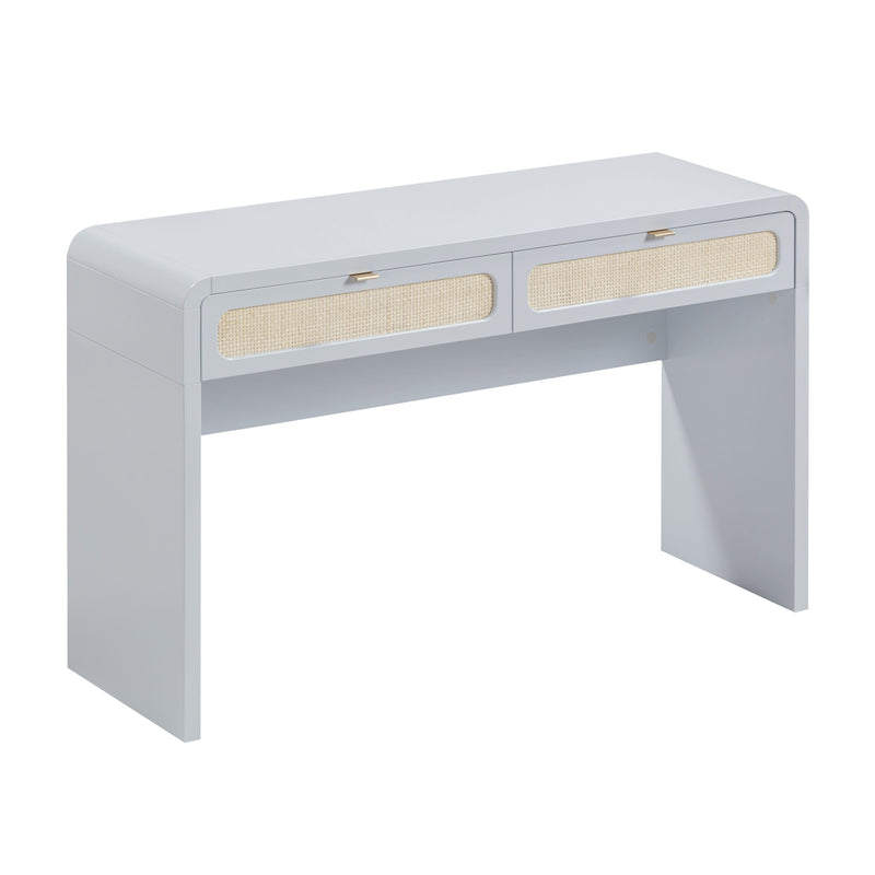 Patty 48" Rattan 2-Drawer Console Desk - Blue